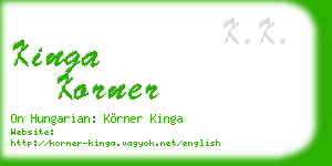 kinga korner business card