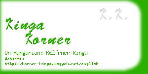 kinga korner business card